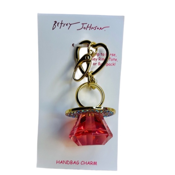 Betsey Johnson Pink & Gold Bejeweled Ring Pop Handbag Charm - Picture 1 of 3